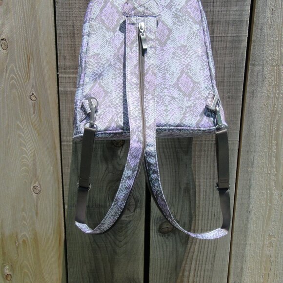 New Baggallini Blush Python Snake Skin Print Convertible Backpack Sling Bag - Picture 5 of 10